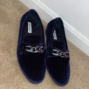 Velvet Dark Blue Loafers
